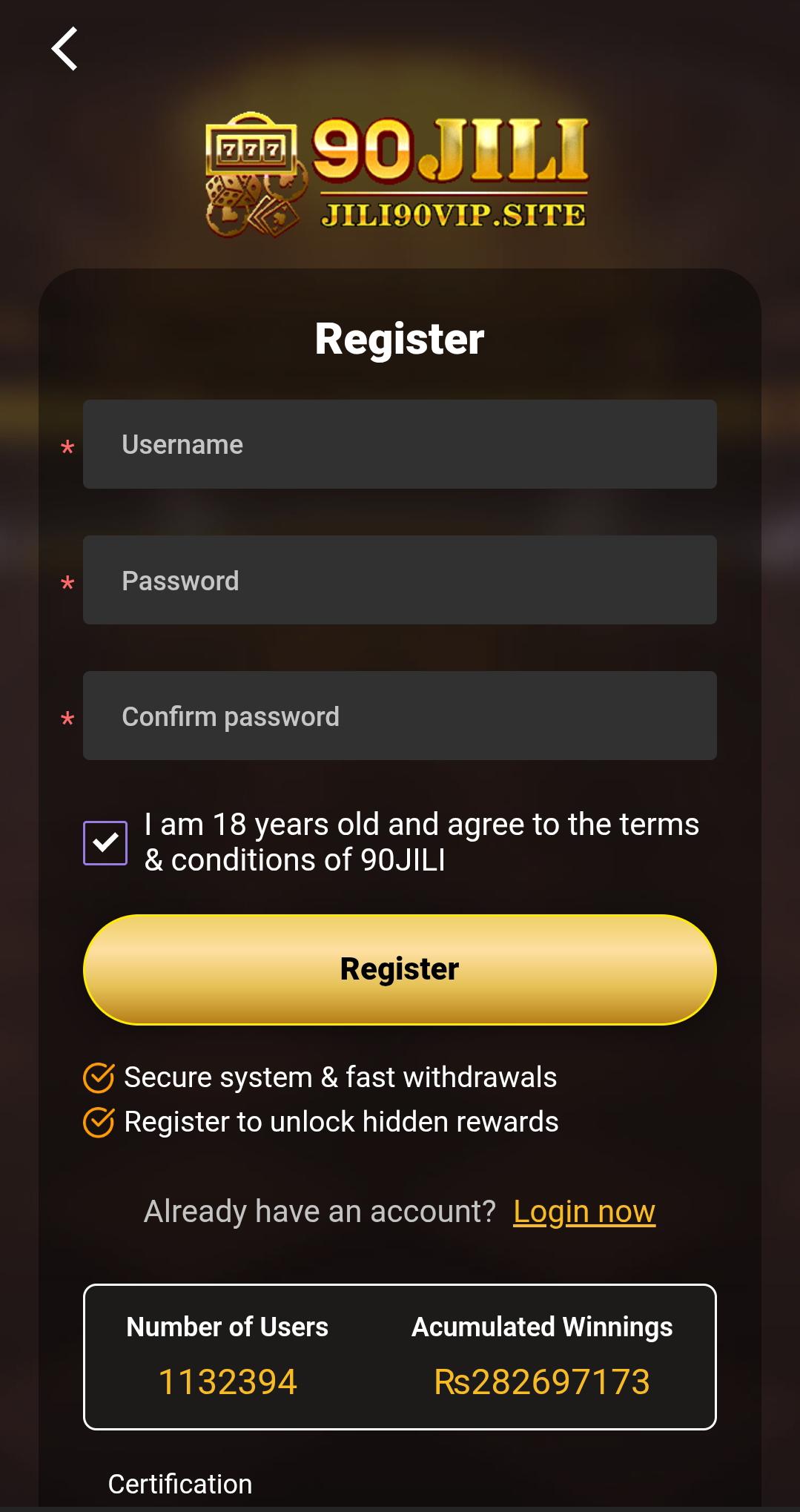 90JILI Game REGISTER
